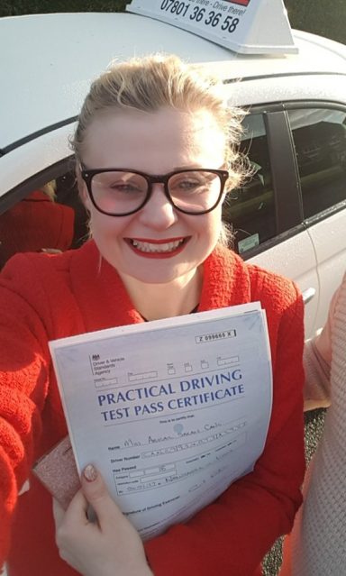 Abigail passed with the Italian Job Driving School